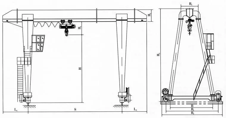 Wireless Remote Control Container Movable Port Portable Single Girder Gantry Crane 3t 5t Price